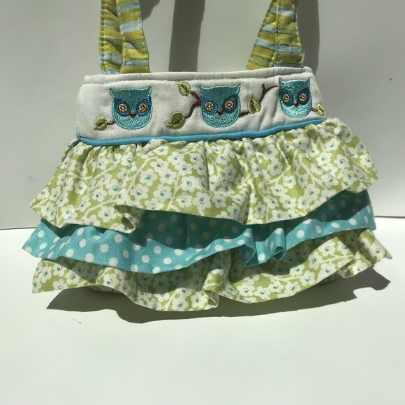 Sassy Pet Saks by Douglas - Ruffled Blue/Green Owl Purse & Notepad - Picture 4 of 11